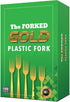 100 Pieces of Gold Plastic Disposable Fork - Fancy and Heavy-Duty Plastic Silverware | High Durable and Disposable Plastic Soup Forks 6.9 Inch for Party | Wedding | Occasion by The FORKED