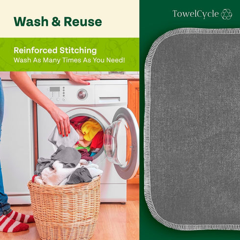 Reusable Paper Towels (24 Pack) - 100% Cotton Hand Towels for Kitchen, Zero Waste Cleaning Cloths