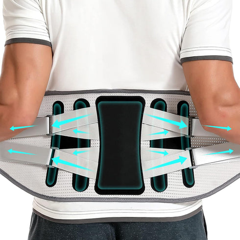 Back Brace for Lower Back Pain Relief, 8 Support Belts, Large Area Aluminum Support for Herniated Disc & Sciatica