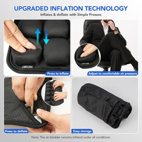 Tailbone Inflatable Wheelchair Cushion for Pressure Relief - Self-Inflating Seat Pad for Mobility Scooter, Office Chair