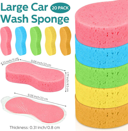 20 Pcs Large Car Wash Sponge Multi Purpose Cleaning Scrubber Non Scratch Thick Dish Sponge Household Cleaning Sponge Foam Washing Pad Handy Scrubber for Car Household Cleaning, Mix Colors by Dandat