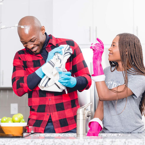 Playtex Living Medium Reusable Rubber Cleaning Gloves (4 Pairs), Premium Protection