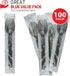 3X Heavy Duty Plastic Spoons Individually Wrapped, Sturdy Like Silverware, 100 Pack Black Disposable Spoons Bulk, Packaged To-Go Utensil Set, Perfect for Event Catering, Restaurant and Take Out.