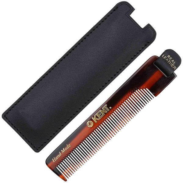 Kent NU22 Handmade Fine Tooth Pocket Comb for Men, Women, Kids - Hair Straightener for Grooming, Beard, Mustache, Made