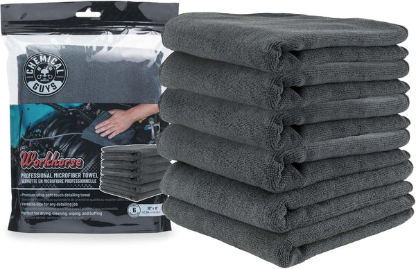 Chemical Guys MIC35306 Workhorse Professional Grade Microfiber Towel, Black (16 in. x