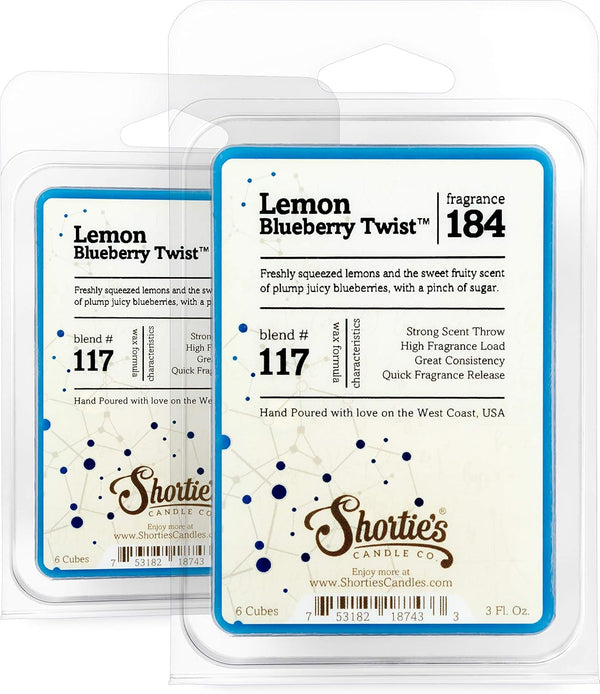 Shortie's Candle Company Lemon Blueberry Twist Wax Melts Multi Pack, Formula 117-2, Highly Scented 3 Oz. Bars (6 Oz.