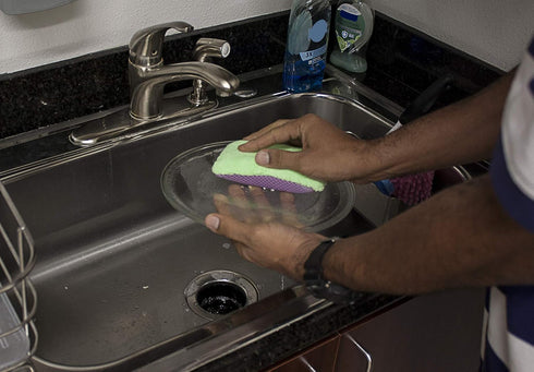 Double-Sided 2-in-1 Microfiber Sponge, Reusable Cleaning Scrubber for Kitchen and Bathroom, Heavy-Duty Scouring