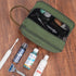 WANDF Travel Toiletry Bag for Men, Leather and Canvas Dopp Kit, Small Bathroom Bag for Travel Accessories (Green)