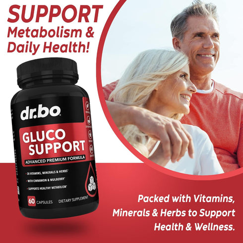 Gluco Support Supplement Capsules - 60 Pills | Boost Metabolism with Chromium, Cinnamon, Bitter Melon
