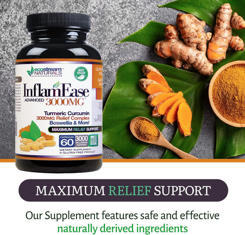 InflamEase, Day or Night Use, Gluten-Free, 60 Vegetarian Capsules