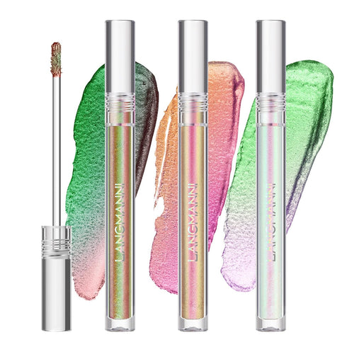 Jolilab Metallic Liquid Chameleon Eyeshadow, Long-lasting Holographic Glitter Multichrome Makeup (#002+006+013)