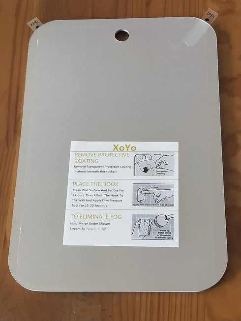 XoYo Large Fogless Shower Mirror (11inX7.48in), Includes 1 Adhesive Hook, Anti-Fog Wall Hanging Mirror