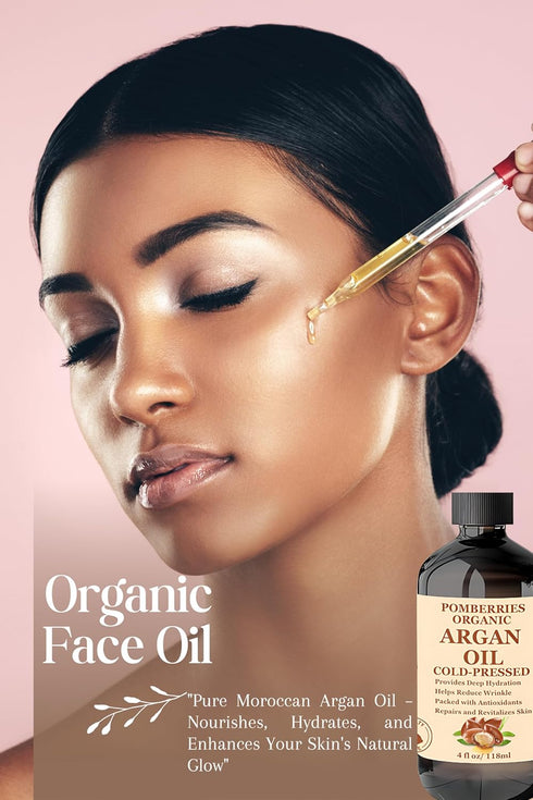 Pure Moroccan Organic Argan Oil - Anti-Aging Face Oil, Argan Oil for Hair Care, Massage, 4 Fl Oz