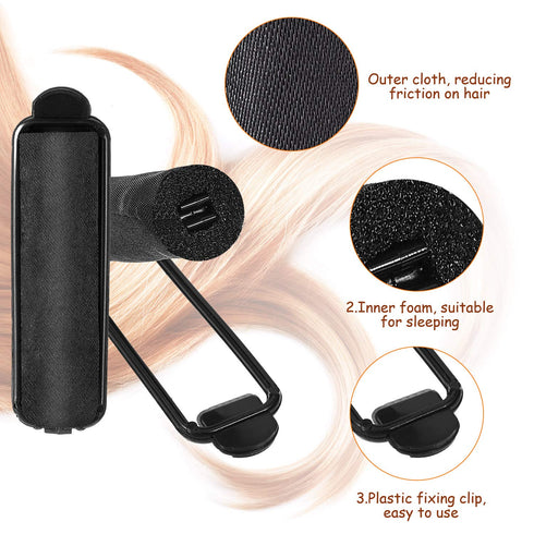 WILLBOND 40 Pieces Satin Hair Rollers - Sponge Curlers for Soft Waves, Flexible Styling for Black Hair