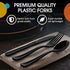 150 Pack Black Plastic Cutlery Set - Heavy Duty Disposable Silverware, 50 Forks, Spoons & Knives for Parties