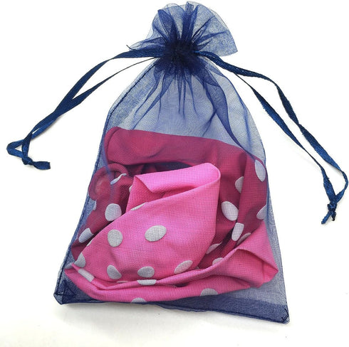 100PCS 3x4 Inches Organza Drawstring Pouches Jewelry Party Wedding Favor Gift Bags, Navy Blue