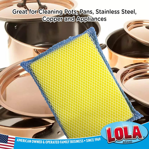 Lola Products Microfiber Terry & Nylon Net 12 Pack | Non-Scratch 2-Way Cleaning Sponge Scrubber with Dual Sided Cloth