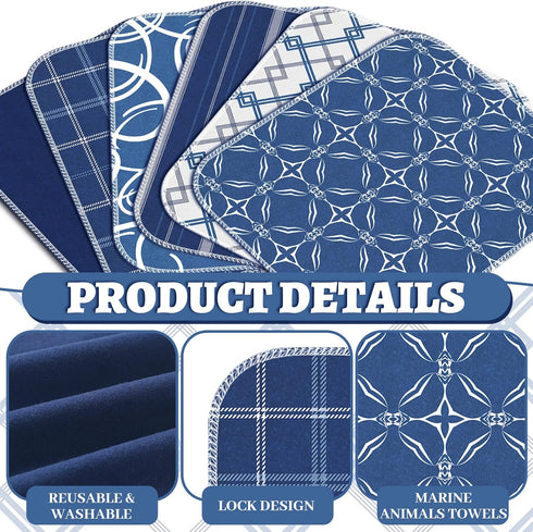 36 Pack Reusable Paper Towels, Washable Paperless Towels Rolls, Reusable Cotton Cloth Towels with Cardboard (Blue,