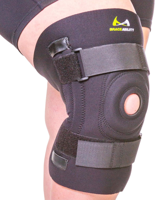 BraceAbility Bariatric Knee Brace 4XL for Large Legs - Plus Size with Side Stabilizers for Arthritis, Patellar