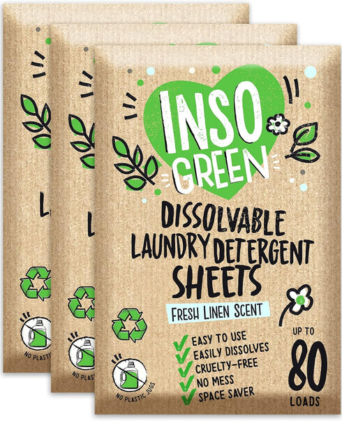 Eco Laundry Detergent Sheets - 240 Loads (3 Pack) - No Plastic Jugs, Travel Laundry Detergent, 120 Sheets