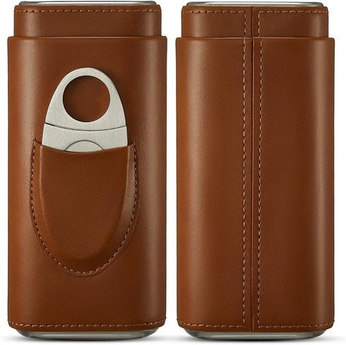Cigar Case Travel - Cigar Humidor Accessories with Cutter SEEJI Gift for Men (Brown)
