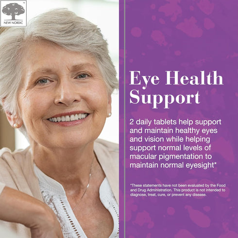 NEW NORDIC Blue Berry Eye Vitamin Supplement - Lutein with Zinc, Supports Eye & Vision Function, 60 Tablets