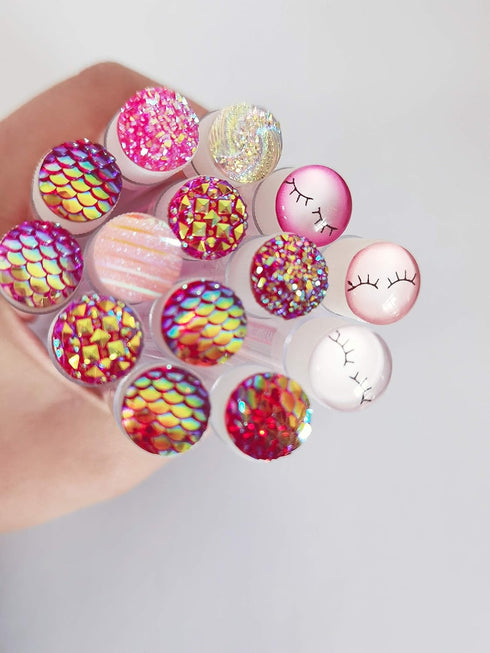 60 Pcs Pink Lash Disposable Mascara Brushes, Diamond Eyelash Spoolies in Sanitary Tube