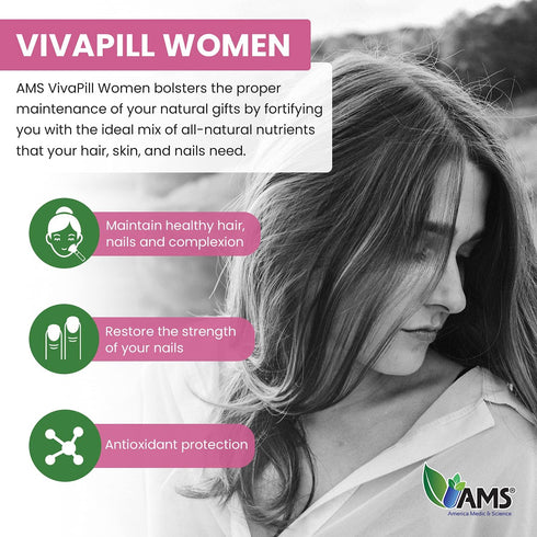 America Medic & Science VivaPill for Women (120 Capsules) Vitamins for Hair, Skin, Nails | Revitalizing Formula with