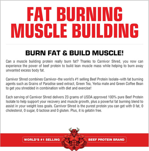 MuscleMeds Carnivor Shred Fat Burning Hydrolized Beef Protein Isolate, 0 Lactose, 0 Sugar, 0 Fat, Vanilla Caramel, 2
