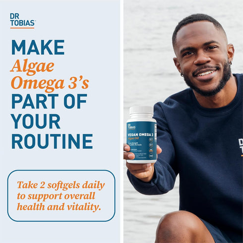 Dr. Tobias Vegan Omega 3 Algae Oil - 60 Capsules, 1400mg Vegan Omega 3 Supplement with Extra-Strength DHA & EPA