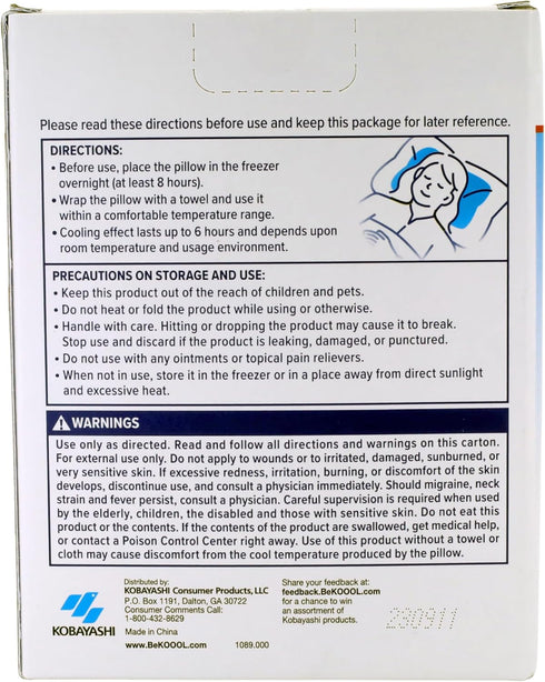 BeKOOOL Cooling Soft Gel Pillow, Reusable Relief for Migraines, Neck Strain, Fever - Up to 6 Hours of Cooling