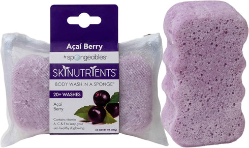 Spongeables Body Wash Sponge, Acai Berry, 20+ Wash, 1 Count