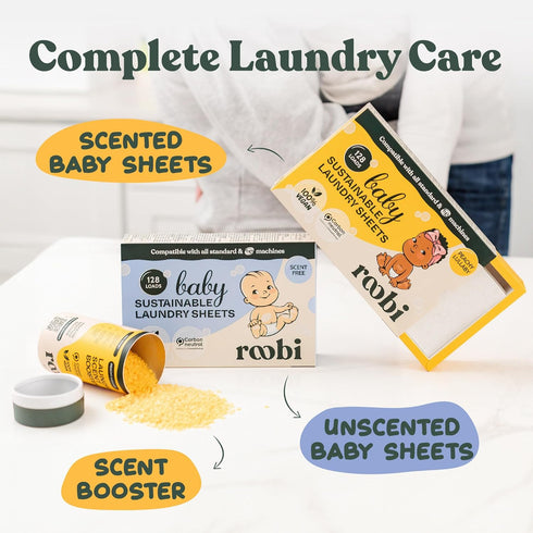 Baby Laundry Detergent Sheets for Sensitive Skin, Sustainable for Newborns, Peachy Lullaby Scent, 64 Count
