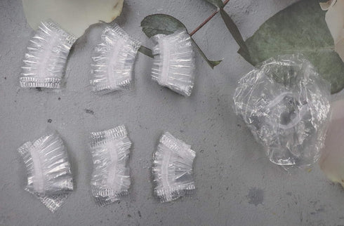 Sowaka 50 Pcs Disposable Clear Elastic Waterproof Ear Cap Protectors for Shower, Hair Dye, Bathing Spa, Home, Hotel,