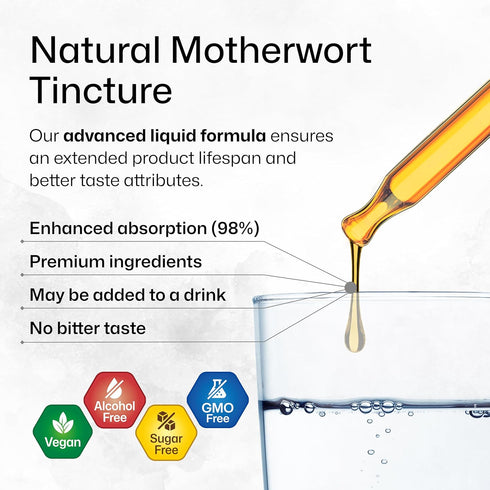 MAUWE HERBS Motherwort Tincture - Organic Herbal Extract for Women’s Health - Alcohol & Sugar Free - 4 Fl.Oz.