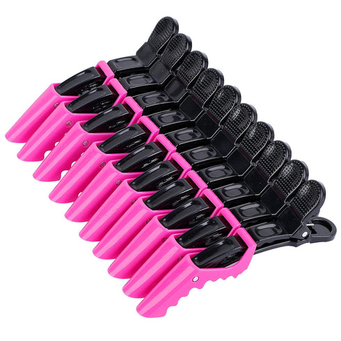 HH&LL Hair Clips for Women - Professional Quality Alligator Styling Sectioning Clips, 10 Pack (Rose Red)