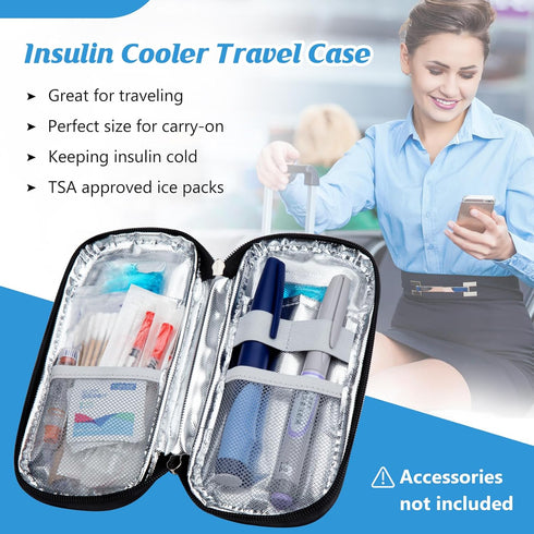 YOUSHARES Portable Insulin Cooler Travel Case, Refrigerated Medicine Case for Insulin Pen with 2 Ice Packs (Roses)