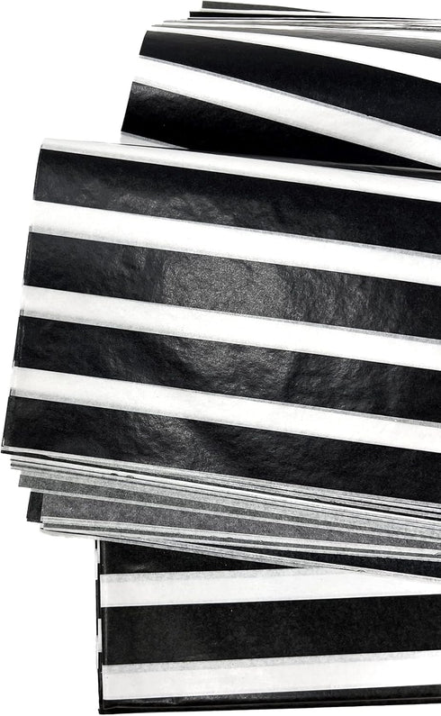 Premium Tissue Paper, Black & White Stripes, 20 X 30-24 Sheet