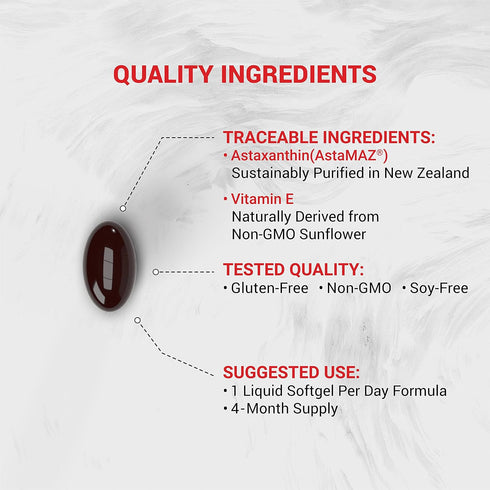 Naturalis New Zealand Astaxanthin (12mg) - Enhanced with Natural Vitamin E, Non-GMO, Soy & Gluten Free, 120 Softgels