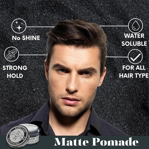Matte Hair Wax Pomade, Water Based Styling Clay for All Hair Types, 4 Oz, Strong & Flexible Hold