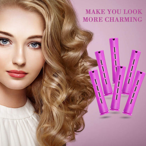 WILLBOND 36 Pieces Cold Wave Rod Hair Perm Rods - Hair Rollers with Steel Rat Tail Comb for Hairdressing Styling