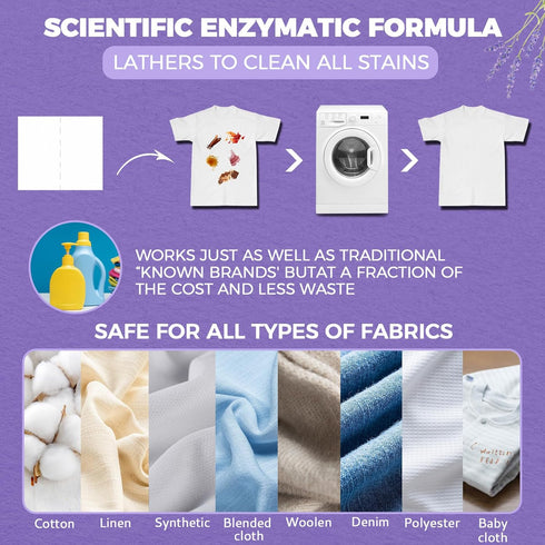 Laundry Detergent Sheets, Up to 60 Loads, Fresh Lavender, Biodegradable, Lightweight for Travel