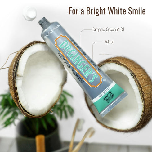 Dr. Ginger's Coconut Oil Care Bundle, All-Natural Toothpaste (4oz) & Mouthwash (14fl oz) for Fresh Breath, Coconut Mint