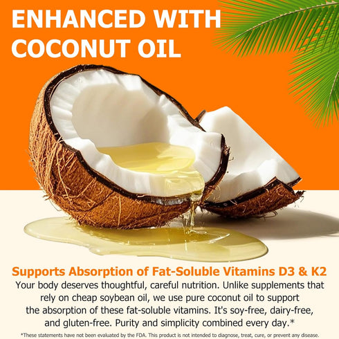 ZROGJBMK D3 K2, D3 K2 10000 2 1 200 (MK-7) Immune, D3 K2 120 Vitamin Vitamin iu Supplement With Coconut Oil Softgels