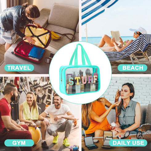 Yowivon Clear Beach Makeup Bag - Big Travel Toiletry Bag for Skincare and Cosmetics, Transparent Waterproof Design
