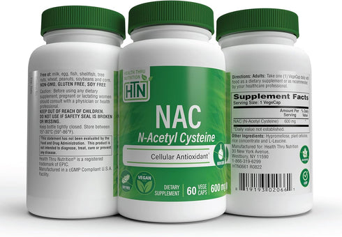 Health Thru Nutrition NAC N-Acetyl-Cysteine 600mg | 60 Vegan Capsules | Purest NAC Supplement for Lung, Liver &