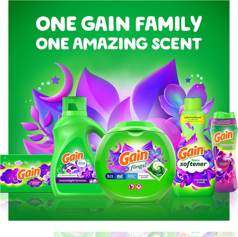Gain + Aroma Boost Liquid Laundry Detergent, Moonlight Breeze Scent, 128 Loads, 184 fl oz