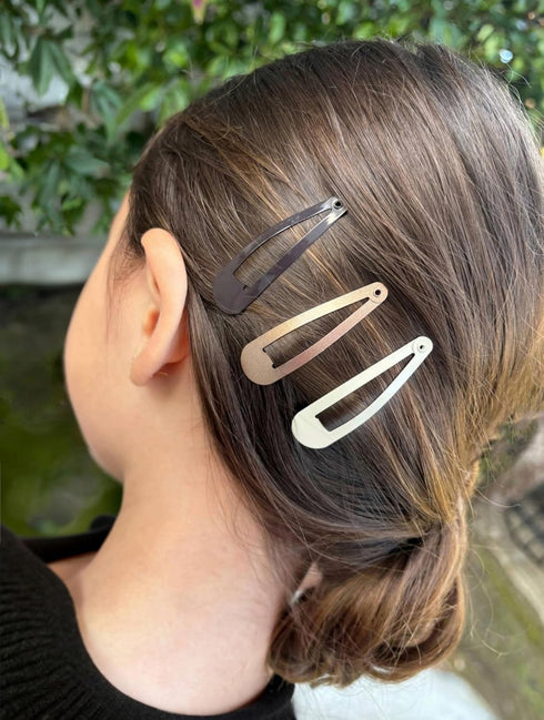 Heliums 2 Inch Snap Clips, Silver Gray Metal Hair Barrettes for Women, Thin Hair and Kids - 12 Count