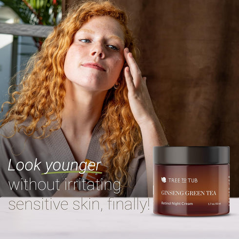 Tree to Tub Retinol Anti Aging Face Moisturizer - Hyaluronic Acid Night Cream for Dry & Sensitive Skin