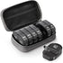 AUVON Canvas Bag Travel Pill Organizer - Large AM/PM Weekly Pill Box with Portable Gray Zipper Bag